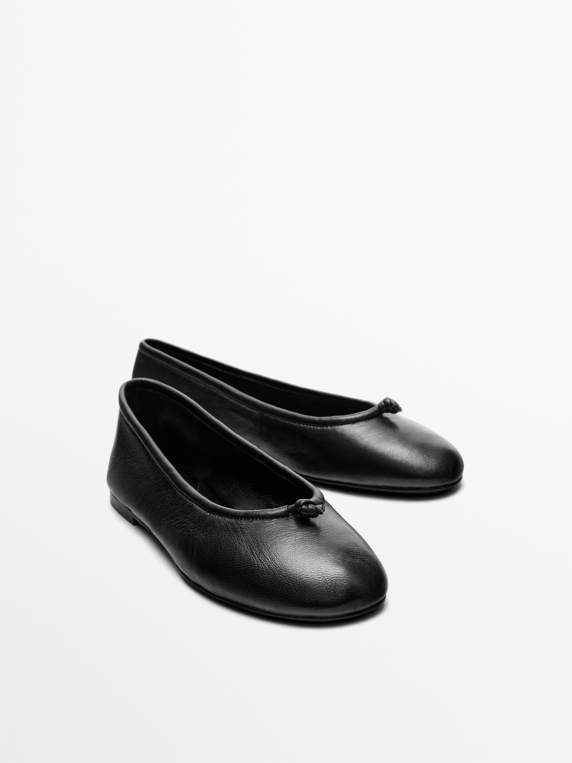 Leather ballet flats with knot